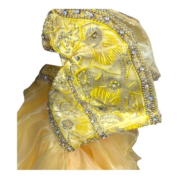 Jovani Prom Short Dress Yellow Tulle Strapless Sparkle Ruffle Glittery 8 - Picture 6 of 8